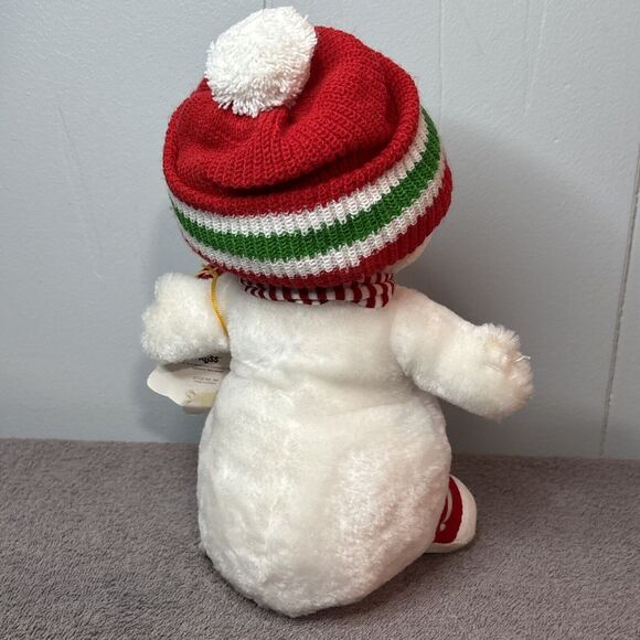 Vintage Russ Berrie SNOWFLAKE Snowman Wearing Hat Scarf 10" stuffed plush - Picture 3 of 11